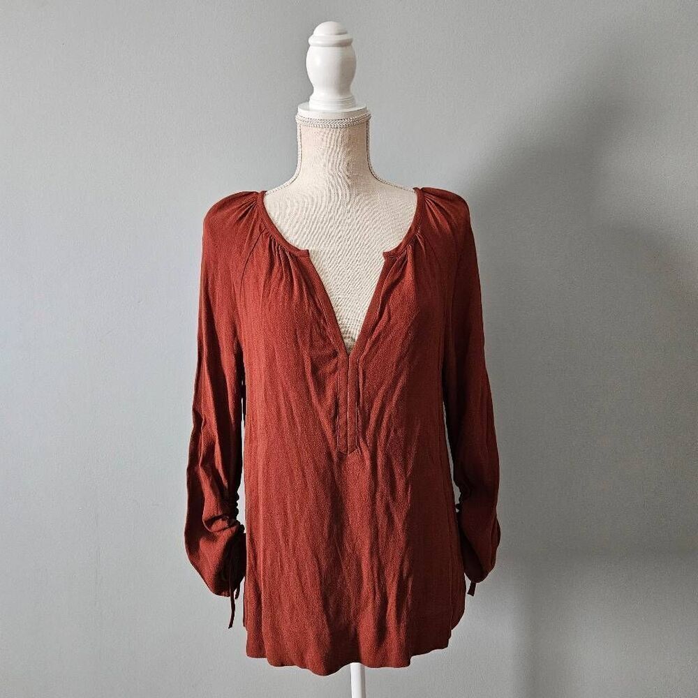 Point Sur Rust Colored Crepe Blouse Size Small